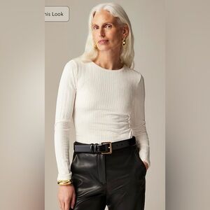 J.Crew Long Sleeve Pointelle Shirt in Ivory